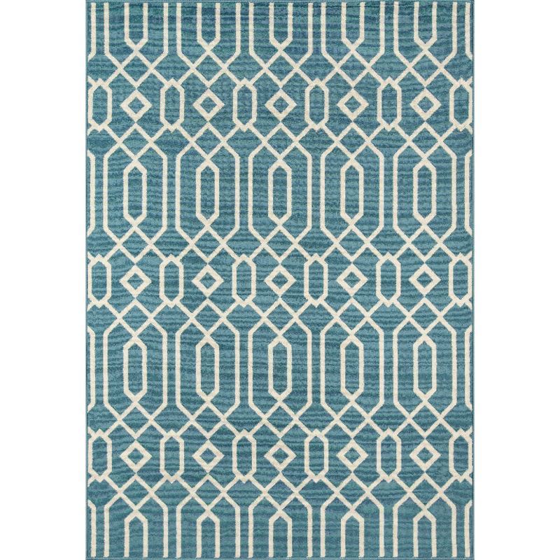 Luxe Nautical Geometric 5'3" x 7'6" Blue Synthetic Area Rug