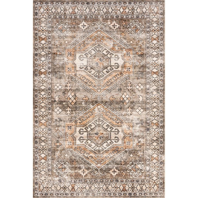 Mae 8' x 10' Brown Synthetic Oriental Washable Area Rug