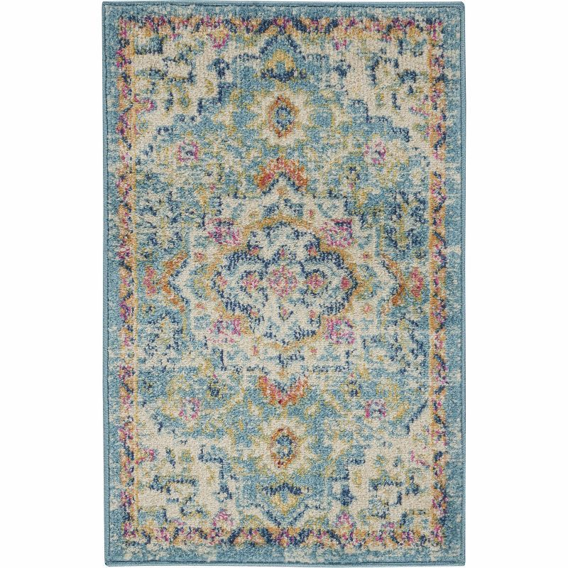 Ivory Elegance Floral Bliss 23" Synthetic Easy-Care Area Rug