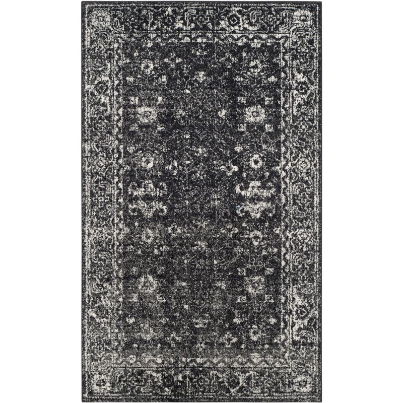 Charcoal & Ivory Synthetic Hand-Knotted Transitional Area Rug - 2'2" x 4'