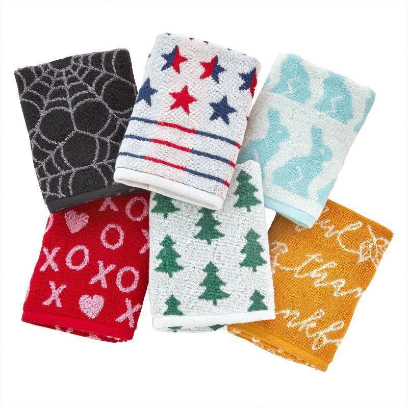 6-Piece Multicolor Cotton Jacquard Hand Towel Set