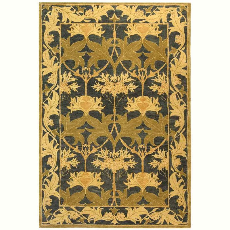 Hand-Tufted Artisanal Sage Wool Rectangular Rug, 8' x 10'