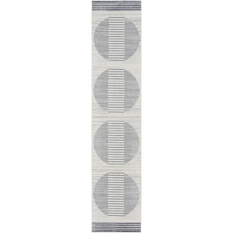 Astra Ivory Blue Machine Washable Synthetic Runner Rug