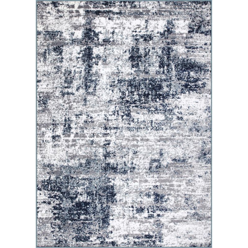 Abstract Bohemian Blue 5' x 7' Easy-Care Synthetic Area Rug