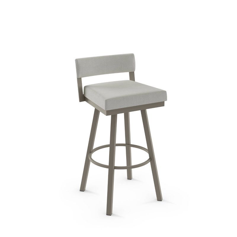 Modern Geometric Low-Back 32'' Gray Metal Swivel Barstool