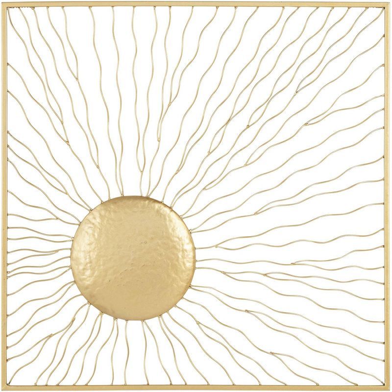 Melete Gold Metal 24" Square Sunburst Wall Art