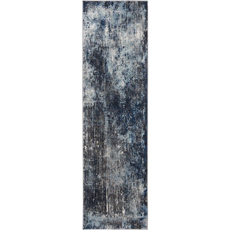 Celestial Charm Abstract Blue Runner Rug, 2'3" x 8', Easy-Care Synthetic