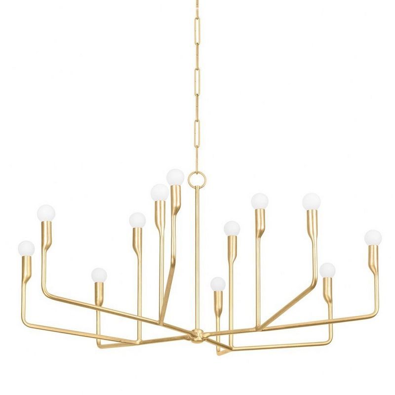 Norman 12-Light Vintage Gold Leaf Chandelier with Steel Frame