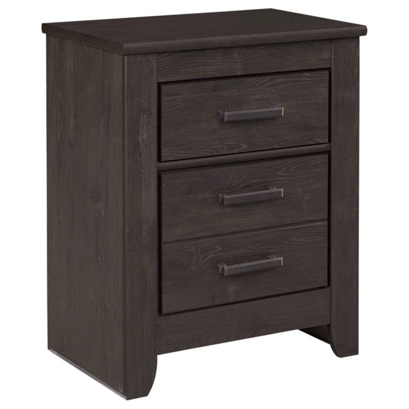 Charcoal Gray 2-Drawer Transitional Nightstand