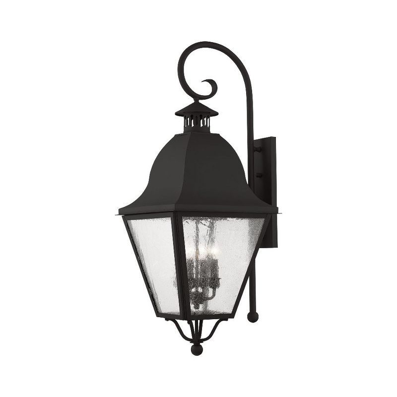 Elegant Black Seeded Glass 4-Light Outdoor Wall Lantern