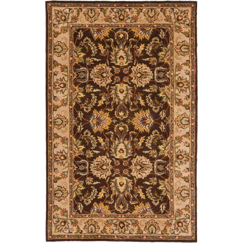 Elegant Ivory and Brown Hand-Tufted Wool Area Rug - 5' x 8'