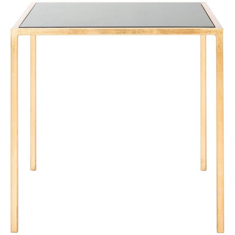 Transitional Gold & Black Square Metal Glass Accent Table