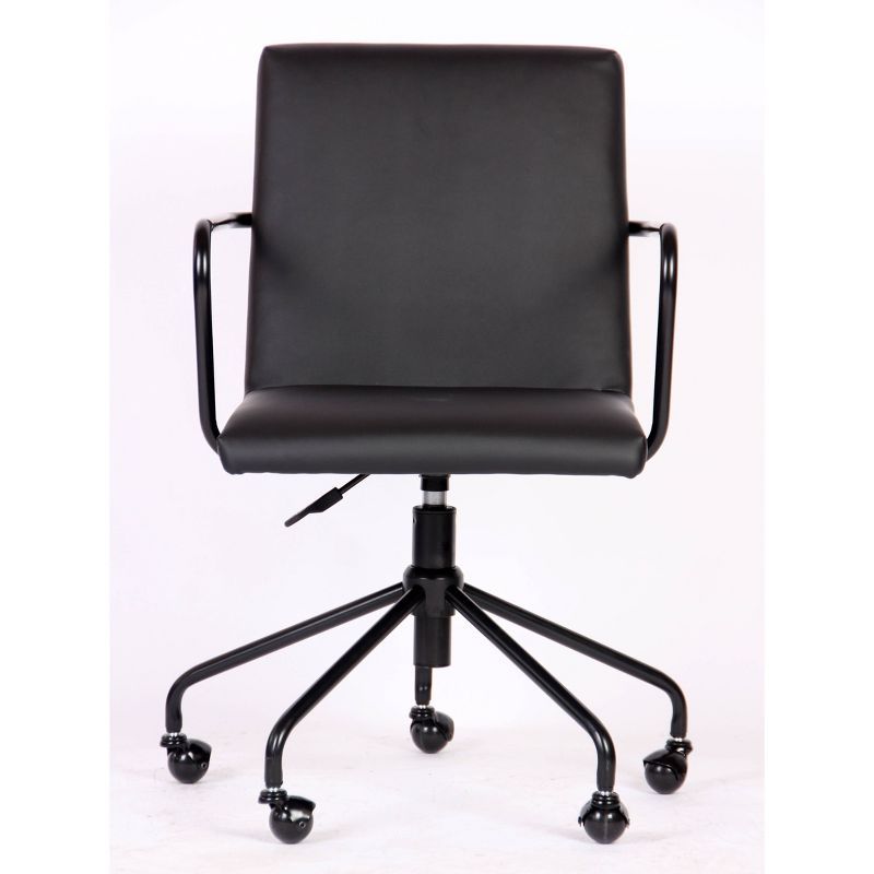 Logan Black Faux Leather Swivel Desk Chair with Metal Base