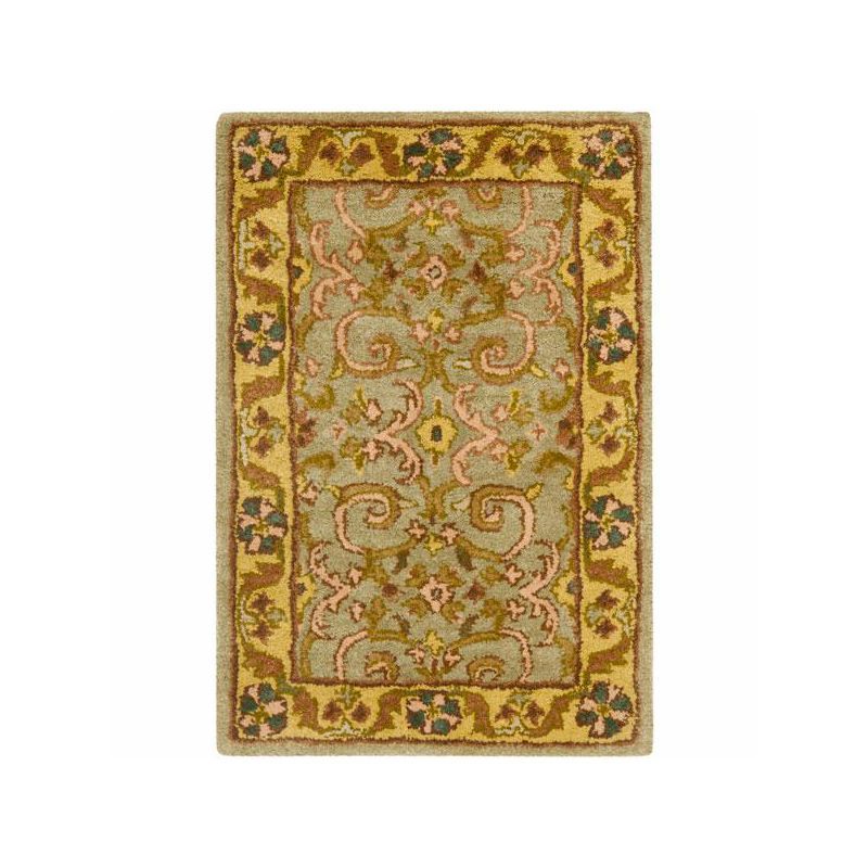 Handmade Gray Wool Tufted Rectangular Area Rug, 36" x 24"