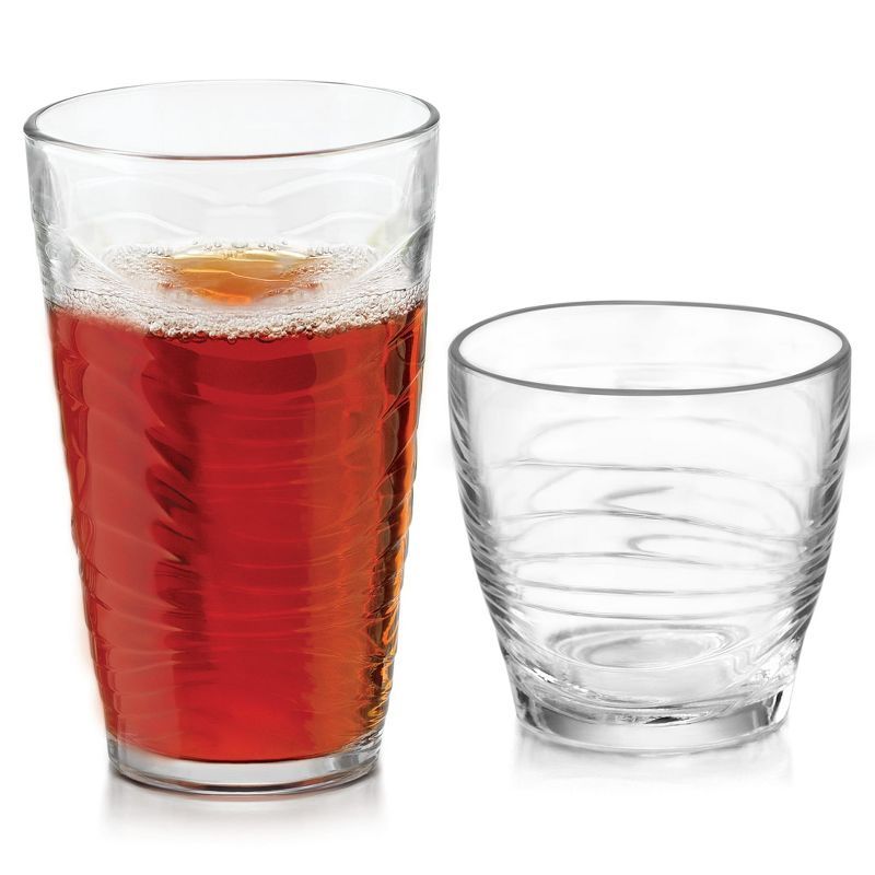 Libbey Orbita 16-Piece Clear Glass Tumbler and Rocks Set