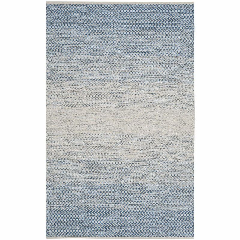 Casual Coastal Blue/Ivory Cotton 6' x 9' Reversible Area Rug