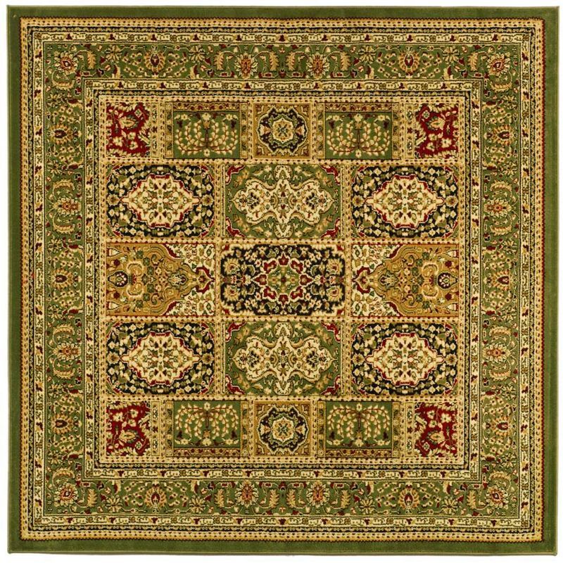 Elegant Square 8' Multi-Green Traditional Area Rug