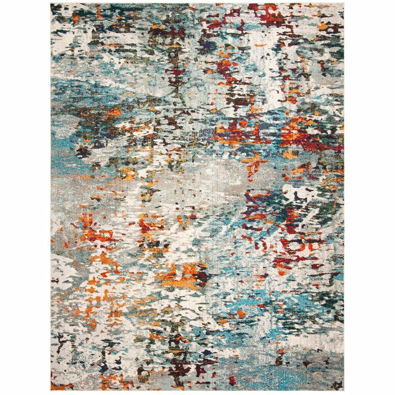 Metro-Mod Grey & Blue Synthetic 8' x 10' Hand-Knotted Area Rug