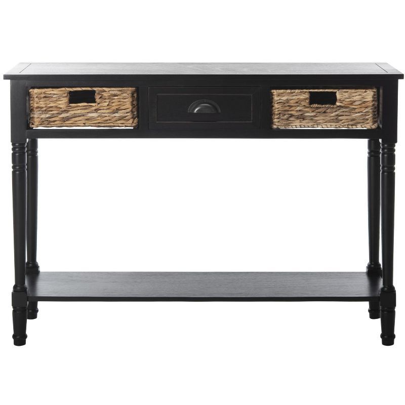 Transitional Gray 45" Wood and Metal Console Table with Storage