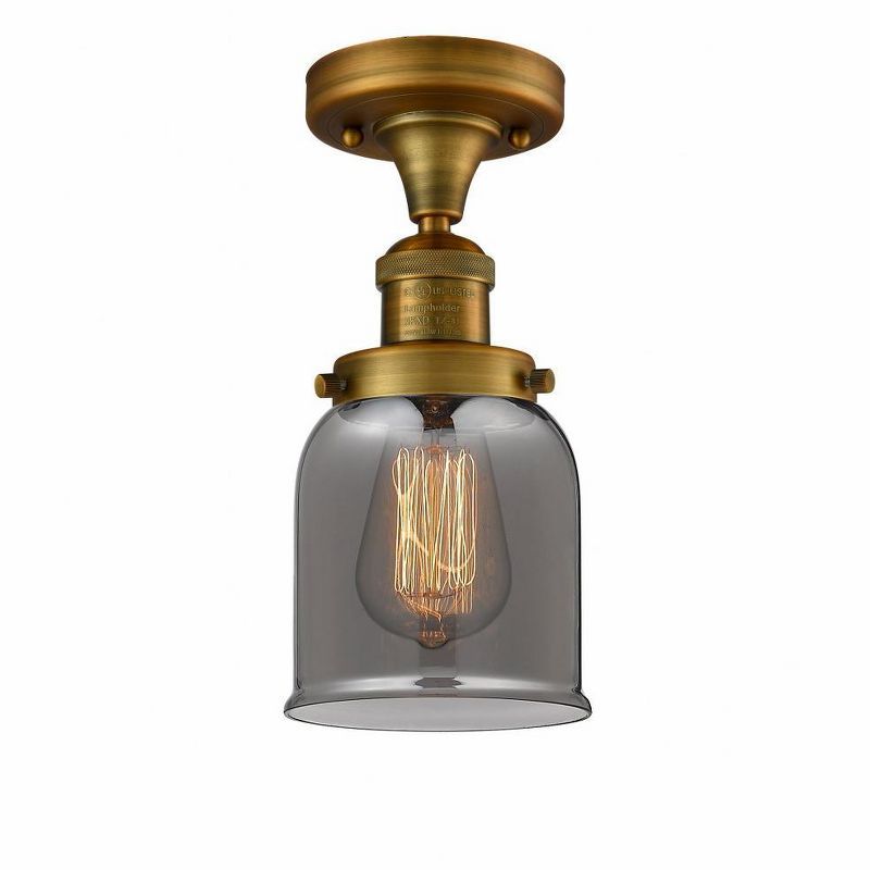 Brushed Brass 9" Indoor/Outdoor Bell Semi-Flush Mount Light