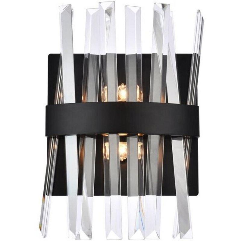 Elegant Lighting Serephina 8 inch crystal bath sconce in black