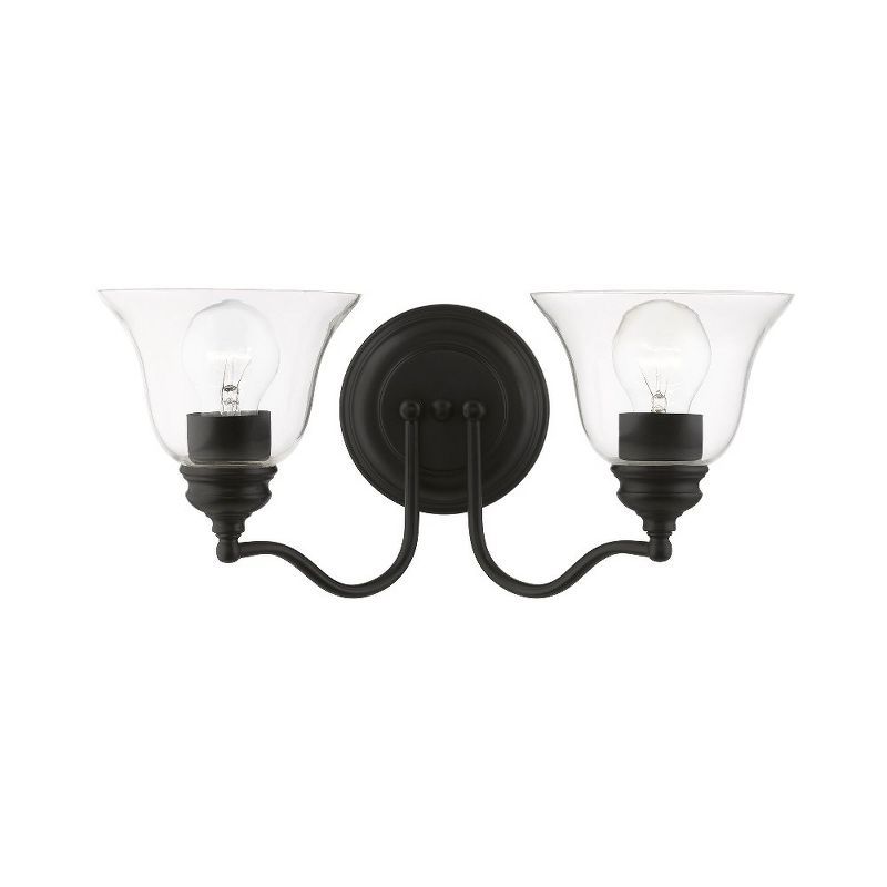 Black Hand Blown Glass 2-Light Vanity Sconce