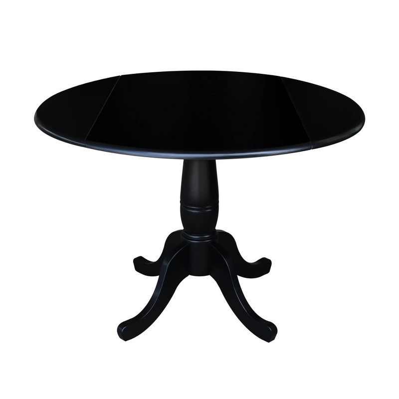 42" Round Black Wood Extendable Dining Table