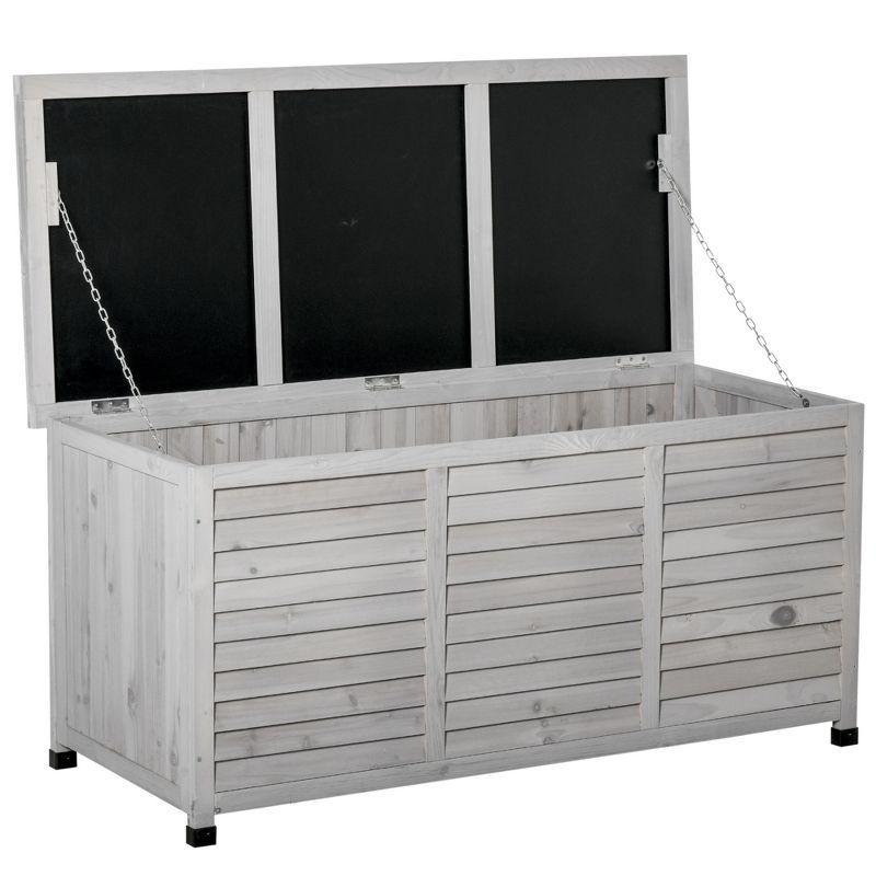 Gray Wooden Outdoor Storage Deck Box with Aerating Gap