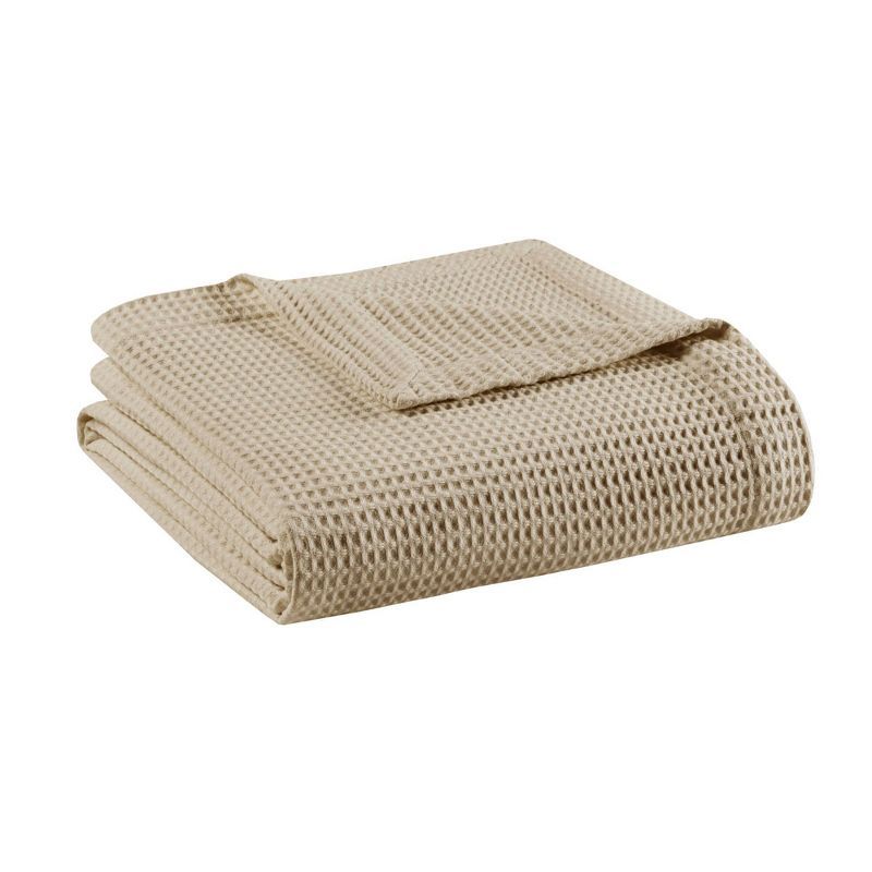 King Khaki Cotton Waffle Weave Blanket