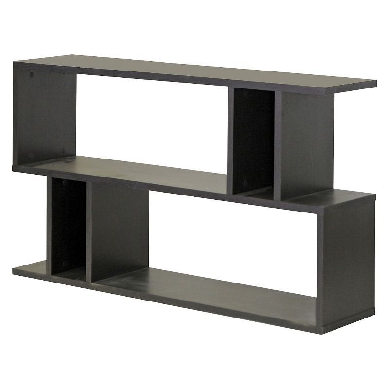 Goodwin 47.5" Dark Brown Wood 2-Level Bookshelf with Cubes