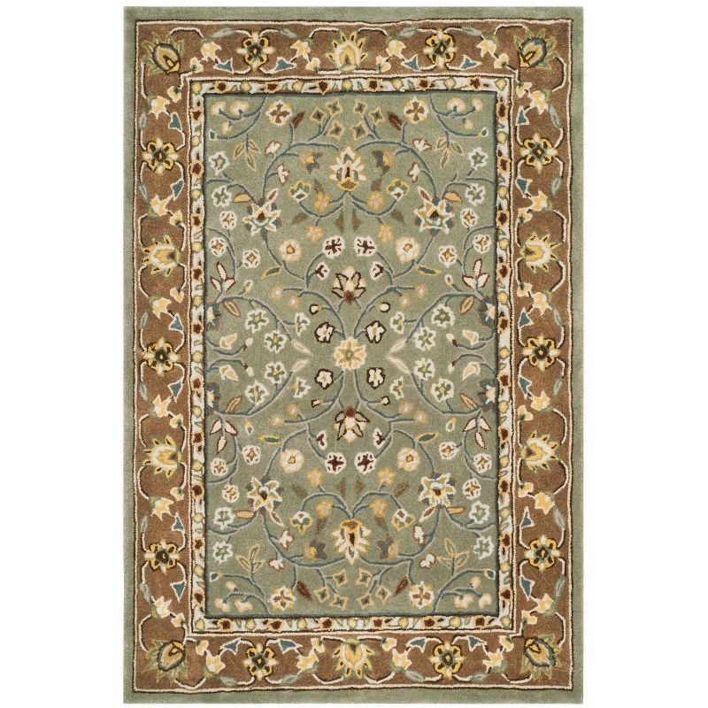 Ivory and Taupe Hand-Knotted Wool Area Rug 3' x 5'