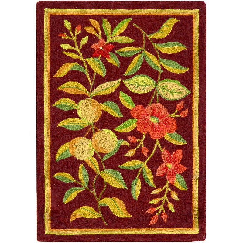 Handmade Burgundy Floral Tufted Wool Area Rug