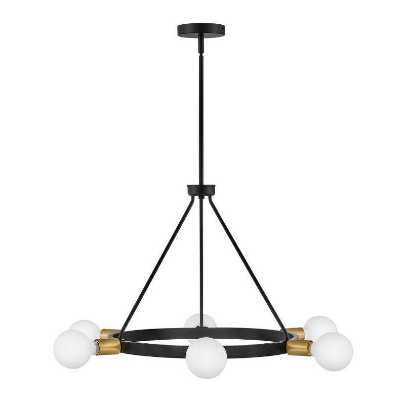 Orla Black and Brass 6-Light Mid-Century Modern Chandelier