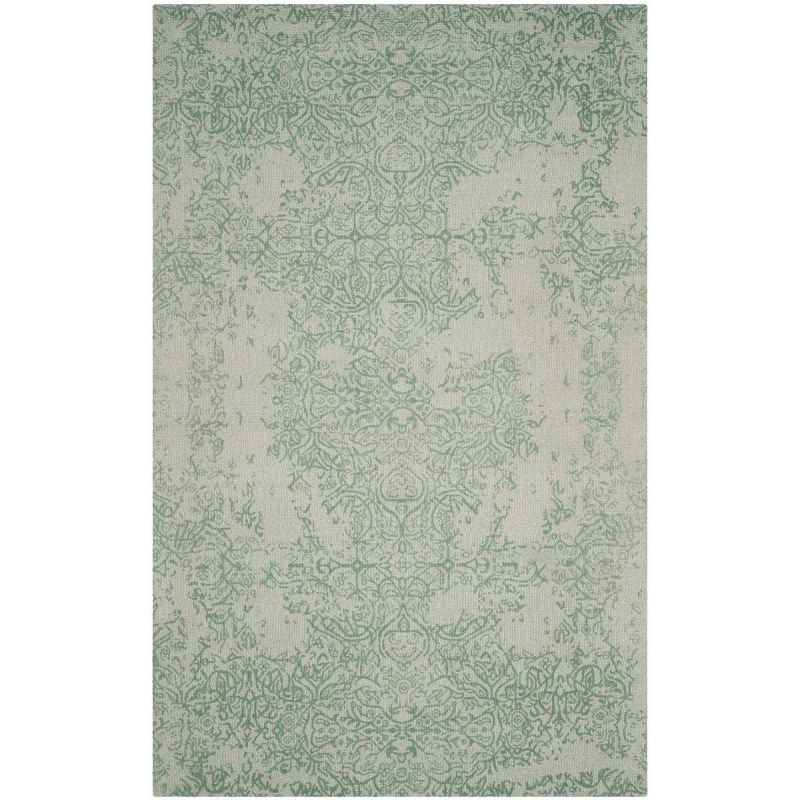 Gray and Turquoise Hand-Tufted Wool Area Rug 5' x 8'