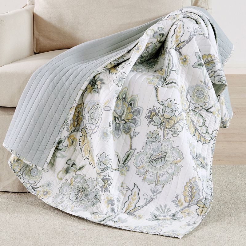 Ophelia Spa Floral Reversible Cotton Quilted Throw