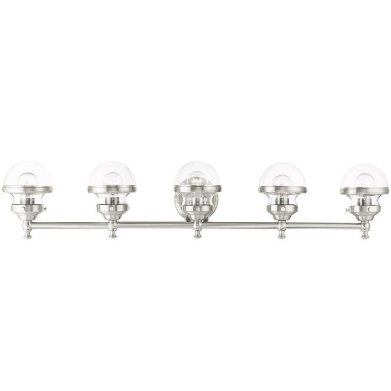 Oldwick Brushed Nickel 5-Light Vanity with Hand Blown Glass