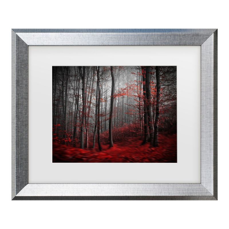 Silver Framed Red Forest Canvas Print for Kids' Nursery