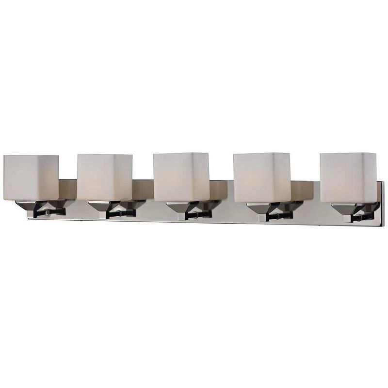 Quube 5-Light Chrome Vanity with Matte Opal Shades