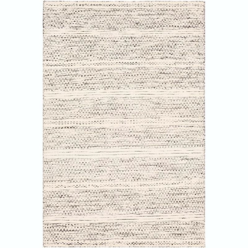 Handmade Cream and Gray Wool Rectangular Area Rug 4' x 6'