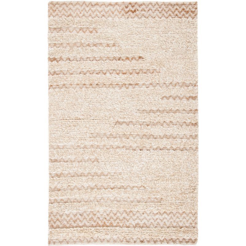 Ivory and Beige Flat Woven Wool Area Rug, 3' x 5'