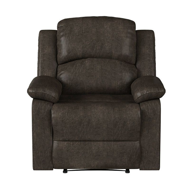 Dorian Dark Brown Faux Leather Recliner with Wood Frame