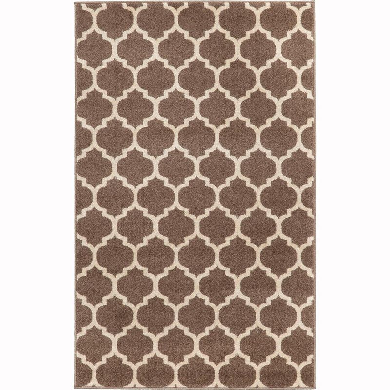 Elegant Brown Trellis Rectangular Indoor Area Rug