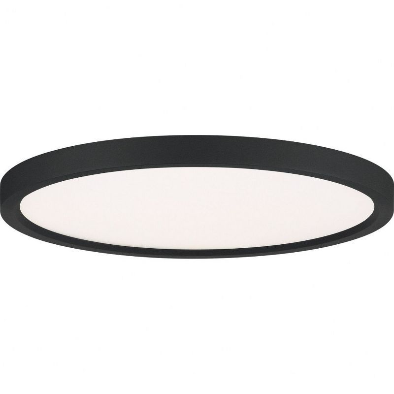 Sleek Earth Black 15" Aluminum LED Flush Mount with White Acrylic Shade