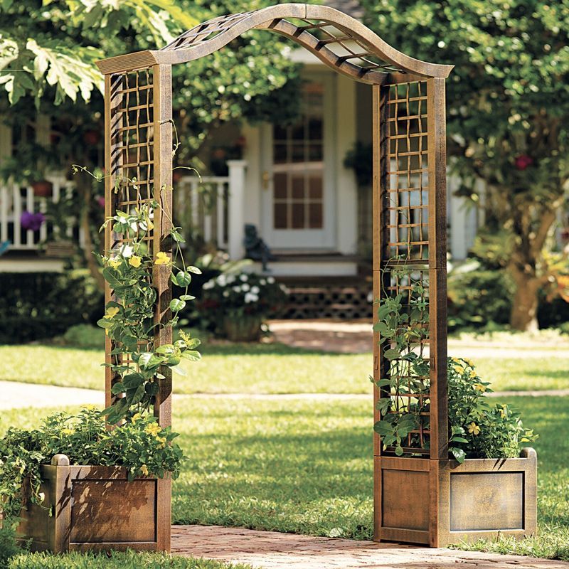 Bronze Resin Garden Arch Trellis with Planter Boxes