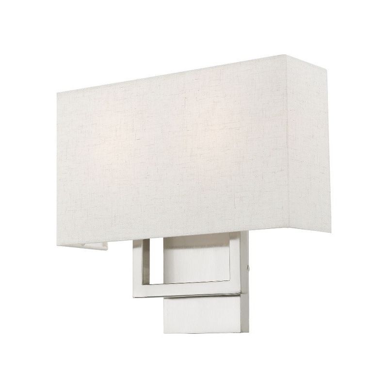 Brushed Nickel 2-Light Wall Sconce with Fabric Shade