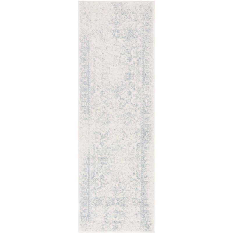 Ivory and Slate Hand-Knotted Synthetic Runner Rug