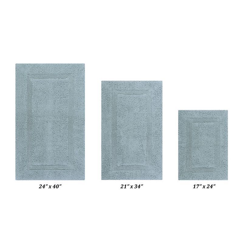 Luxurious Blue Cotton Tufted Reversible Bath Rug Set