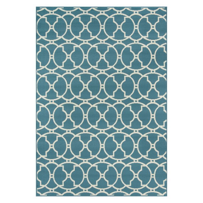 Verdana Blue Rectangular Easy-Care Outdoor Rug