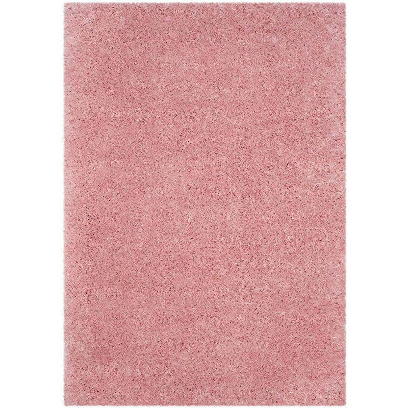 Light Pink Round Hand-Knotted Shag Area Rug