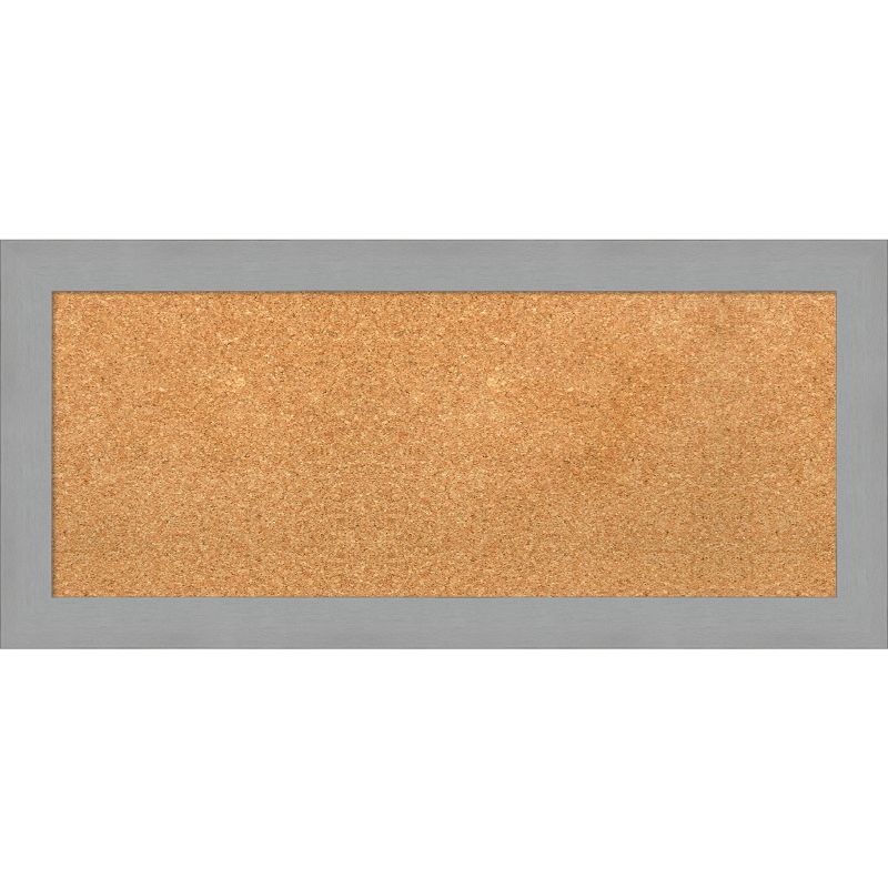 Brushed Nickel Framed Natural Cork Bulletin Board 36"